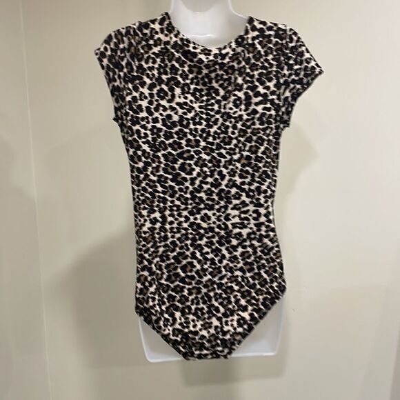NWOT Almost Famous Leopard Bodysuit leotard with snaps.  Size L large 12/14 - Picture 6 of 11